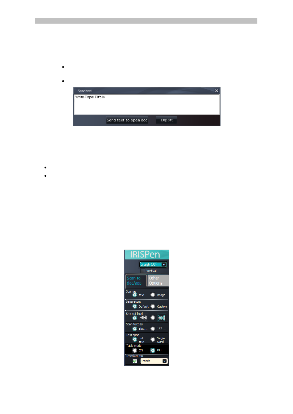 4 scanning and translating text, Translating text directly into an application | I.R.I.S. IRISPen Executive 7 User Manual | Page 10 / 14
