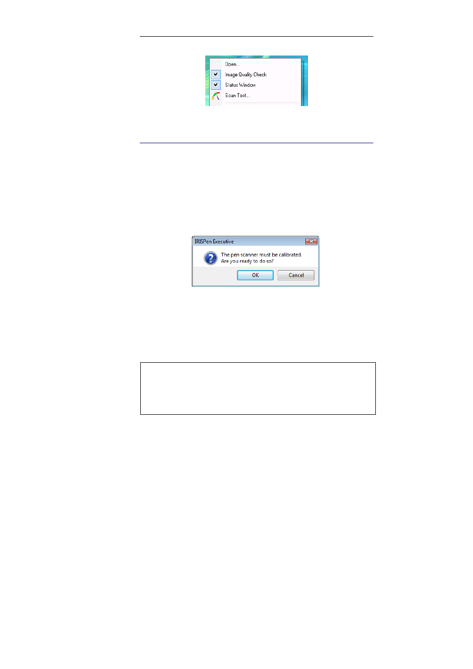 Calibrating the pen scanner | I.R.I.S. IRISPen Executive 6 for Windows User Manual | Page 29 / 88