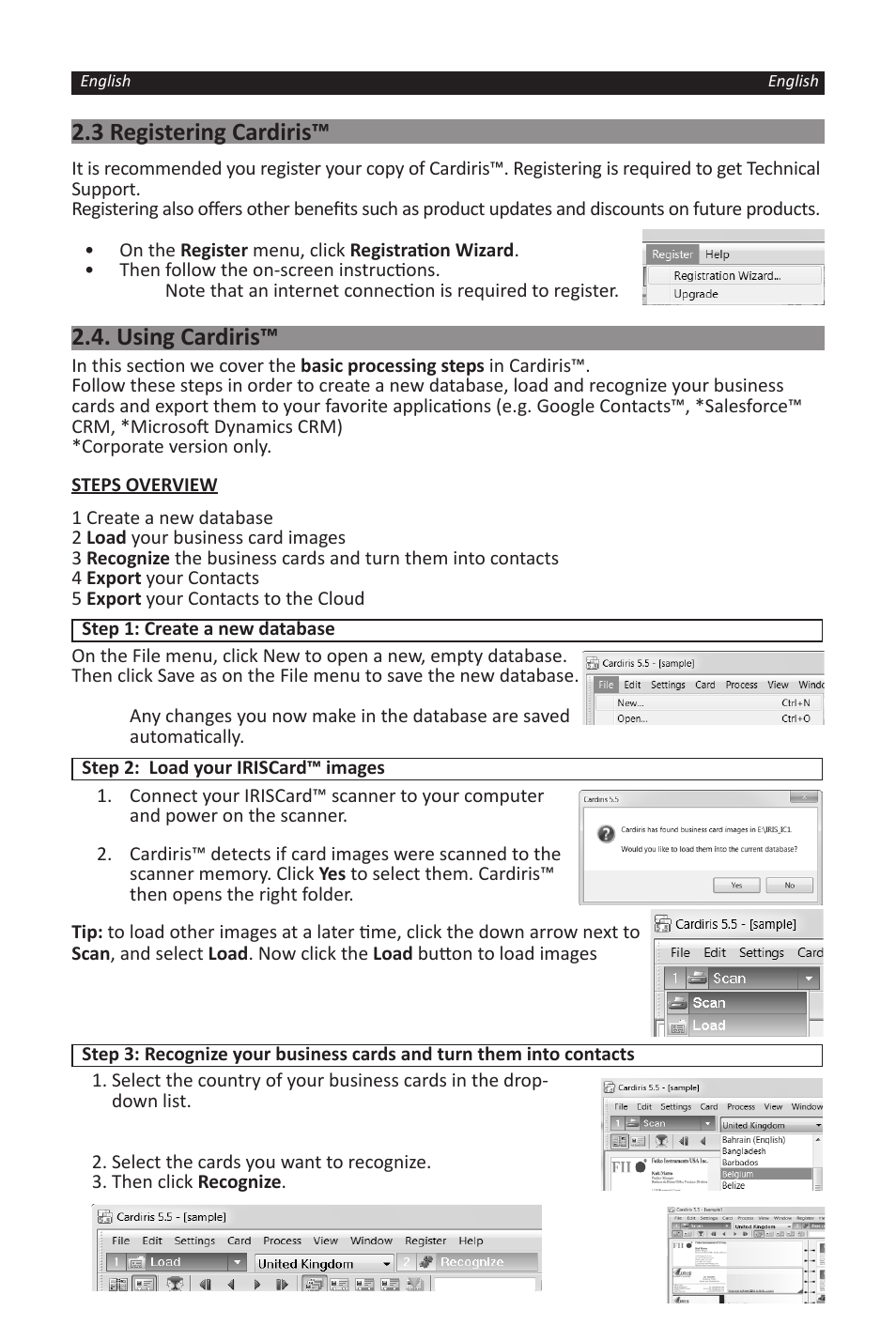 3 registering cardiris, Using cardiris | I.R.I.S. IRISCard Corporate 5 User Manual | Page 3 / 9