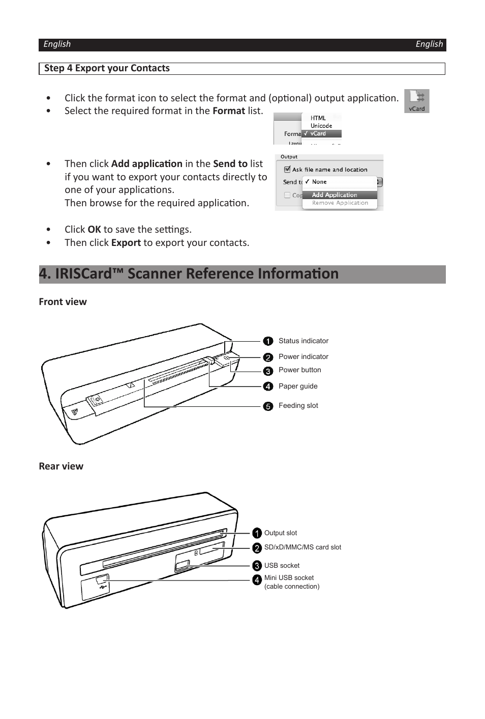 Iriscard™ scanner reference information | I.R.I.S. IRISCard Corporate 5 User Manual | Page 7 / 9