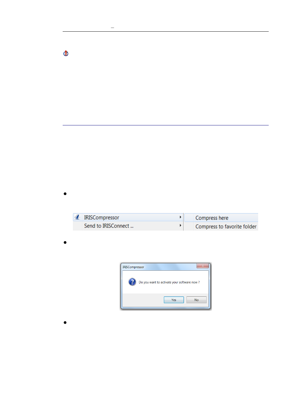 Activation | I.R.I.S. IRIScompressor Standard User Manual | Page 7 / 14