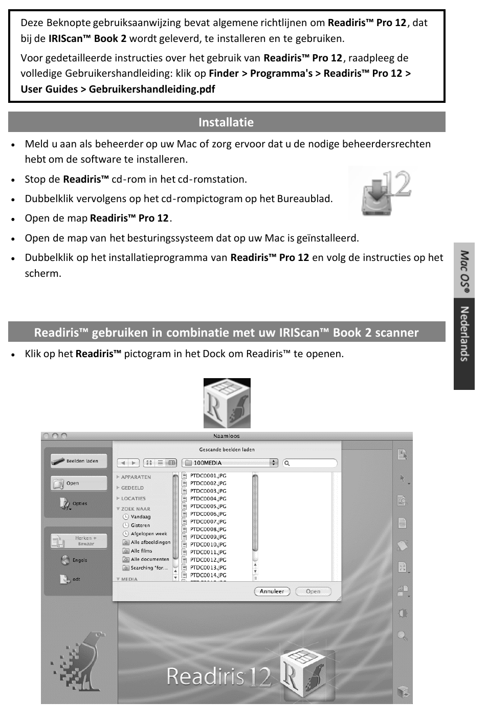 Beknopte gebruiksaanwijzing | I.R.I.S. IRISCan Book 2 Executive for Mac User Manual | Page 14 / 37
