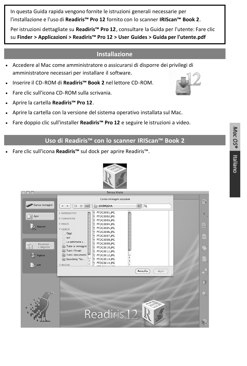 Guida rapida | I.R.I.S. IRISCan Book 2 Executive for Mac User Manual | Page 18 / 37