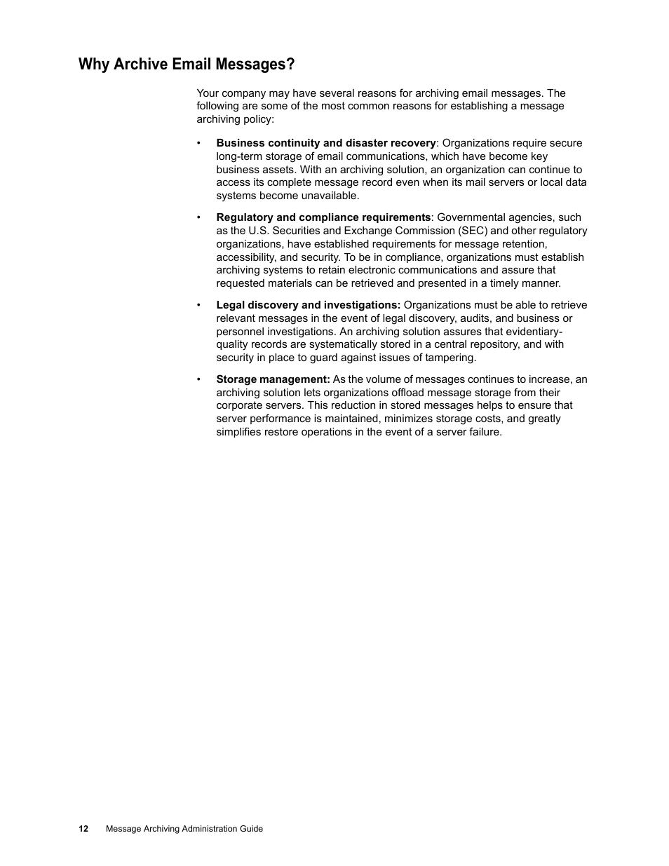 Why archive email messages | Google Message Archiving Administration Guide User Manual | Page 11 / 79