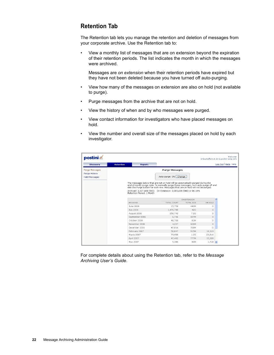 Retention tab | Google Message Archiving Administration Guide User Manual | Page 21 / 79