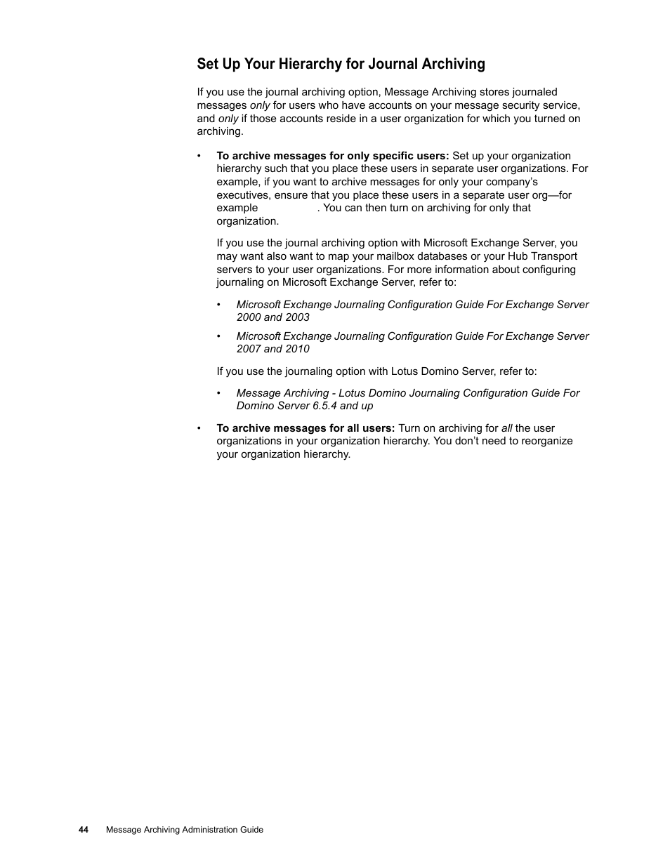 Set up your hierarchy for journal archiving | Google Message Archiving Administration Guide User Manual | Page 42 / 79