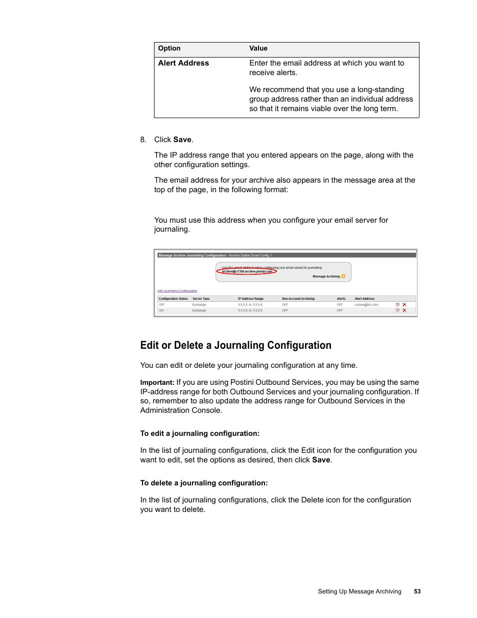 Edit or delete a journaling configuration | Google Message Archiving Administration Guide User Manual | Page 51 / 79