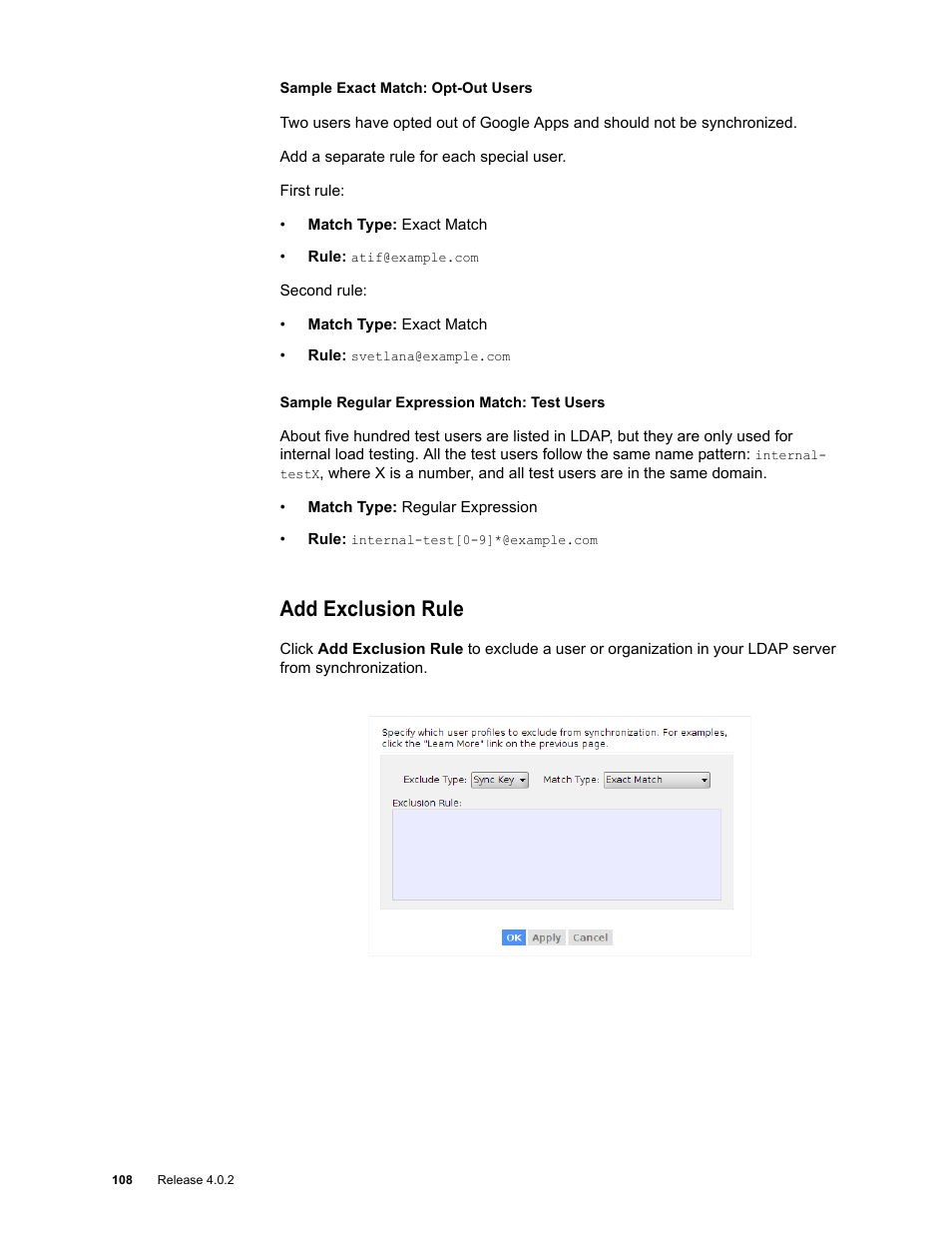 Add exclusion rule | Google Apps Directory Sync Administration Guide User Manual | Page 108 / 146