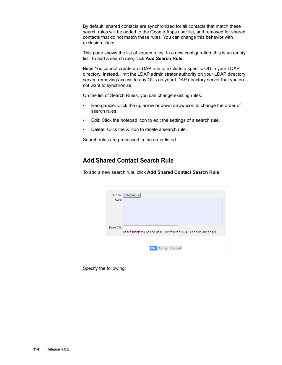 Add shared contact search rule | Google Apps Directory Sync Administration Guide User Manual | Page 114 / 146