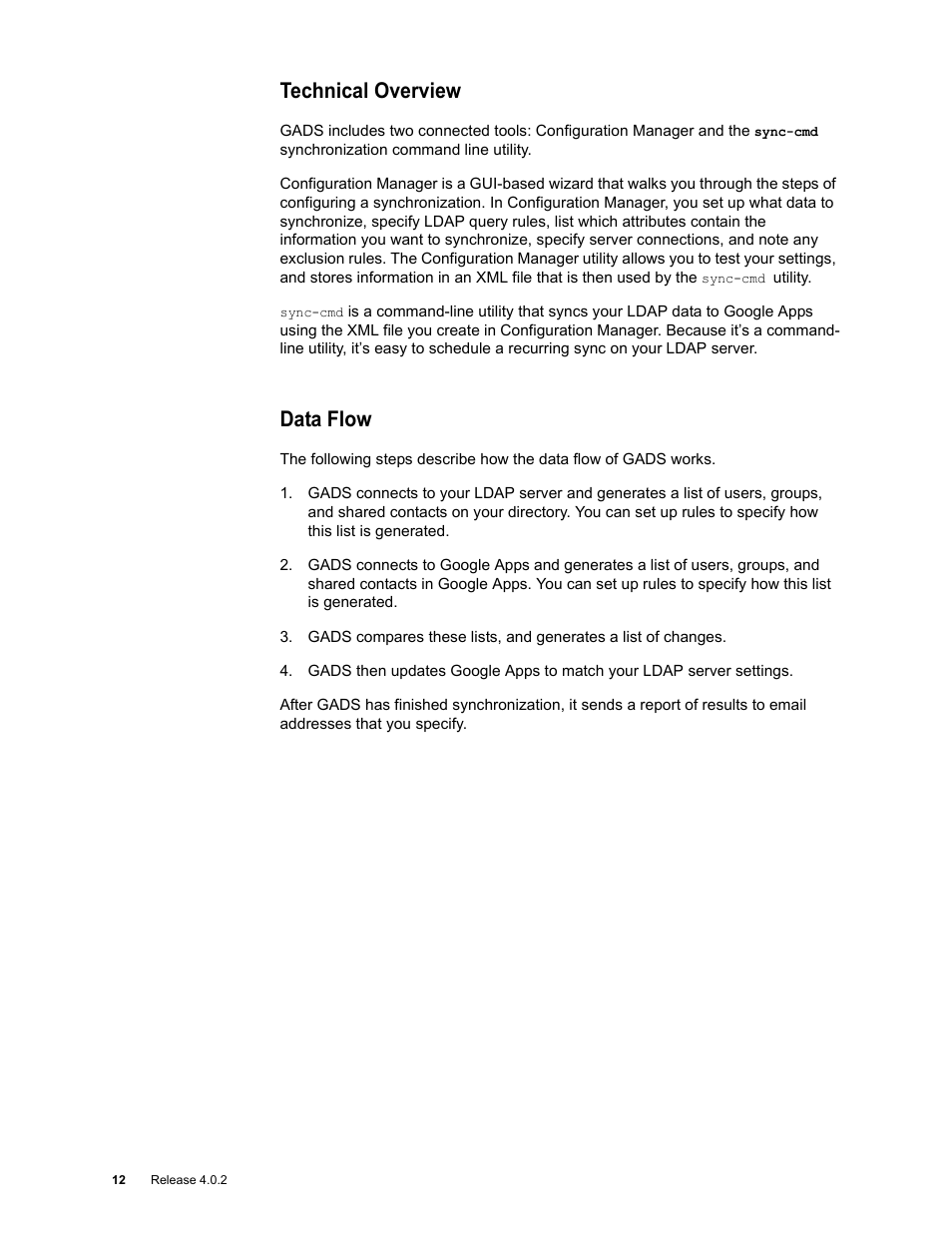 Technical overview, Data flow | Google Apps Directory Sync Administration Guide User Manual | Page 12 / 146