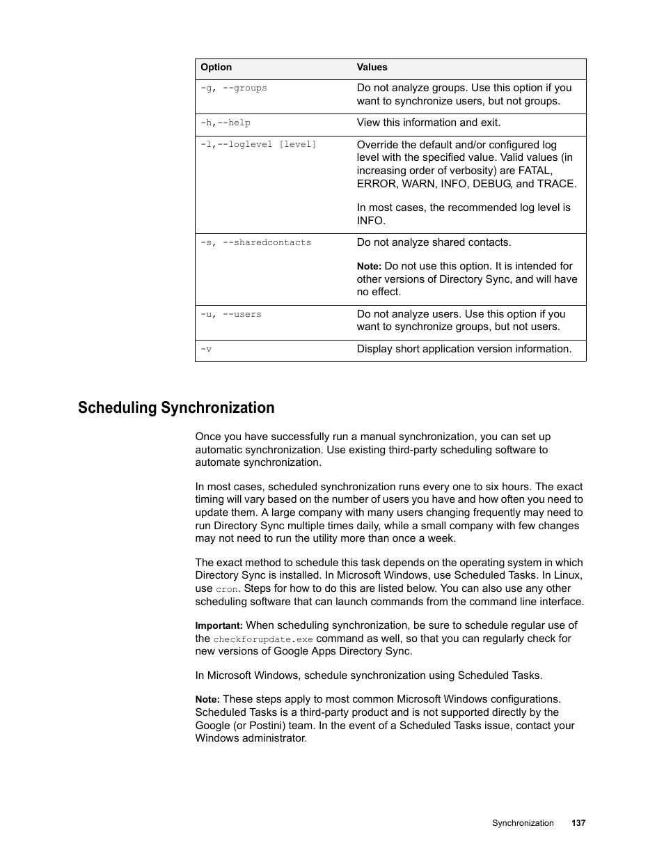 Scheduling synchronization, Scheduling synchronization 137 | Google Apps Directory Sync Administration Guide User Manual | Page 137 / 146