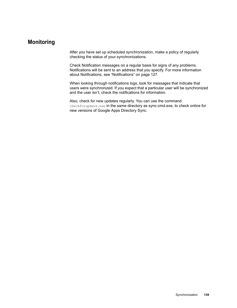 Monitoring, Monitoring 139 | Google Apps Directory Sync Administration Guide User Manual | Page 139 / 146
