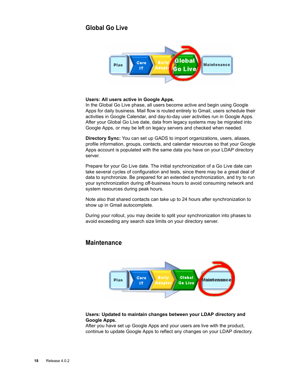 Global go live, Maintenance | Google Apps Directory Sync Administration Guide User Manual | Page 18 / 146