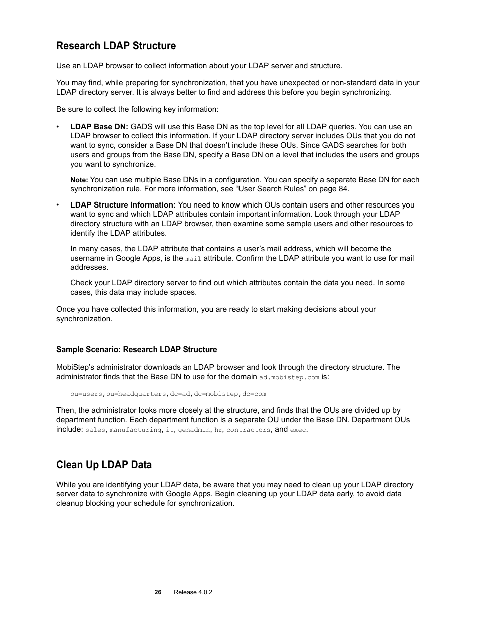 Research ldap structure, Clean up ldap data | Google Apps Directory Sync Administration Guide User Manual | Page 26 / 146