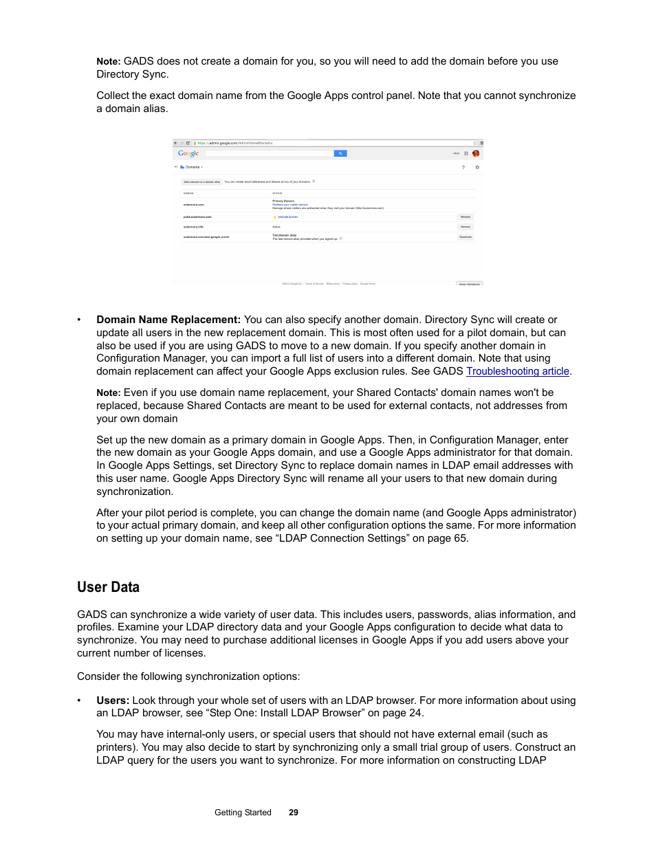 User data | Google Apps Directory Sync Administration Guide User Manual | Page 29 / 146