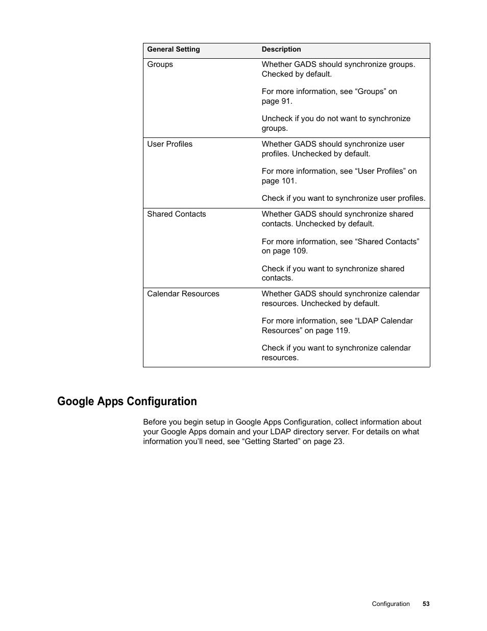 Google apps configuration, Google apps configuration 53 | Google Apps Directory Sync Administration Guide User Manual | Page 53 / 146