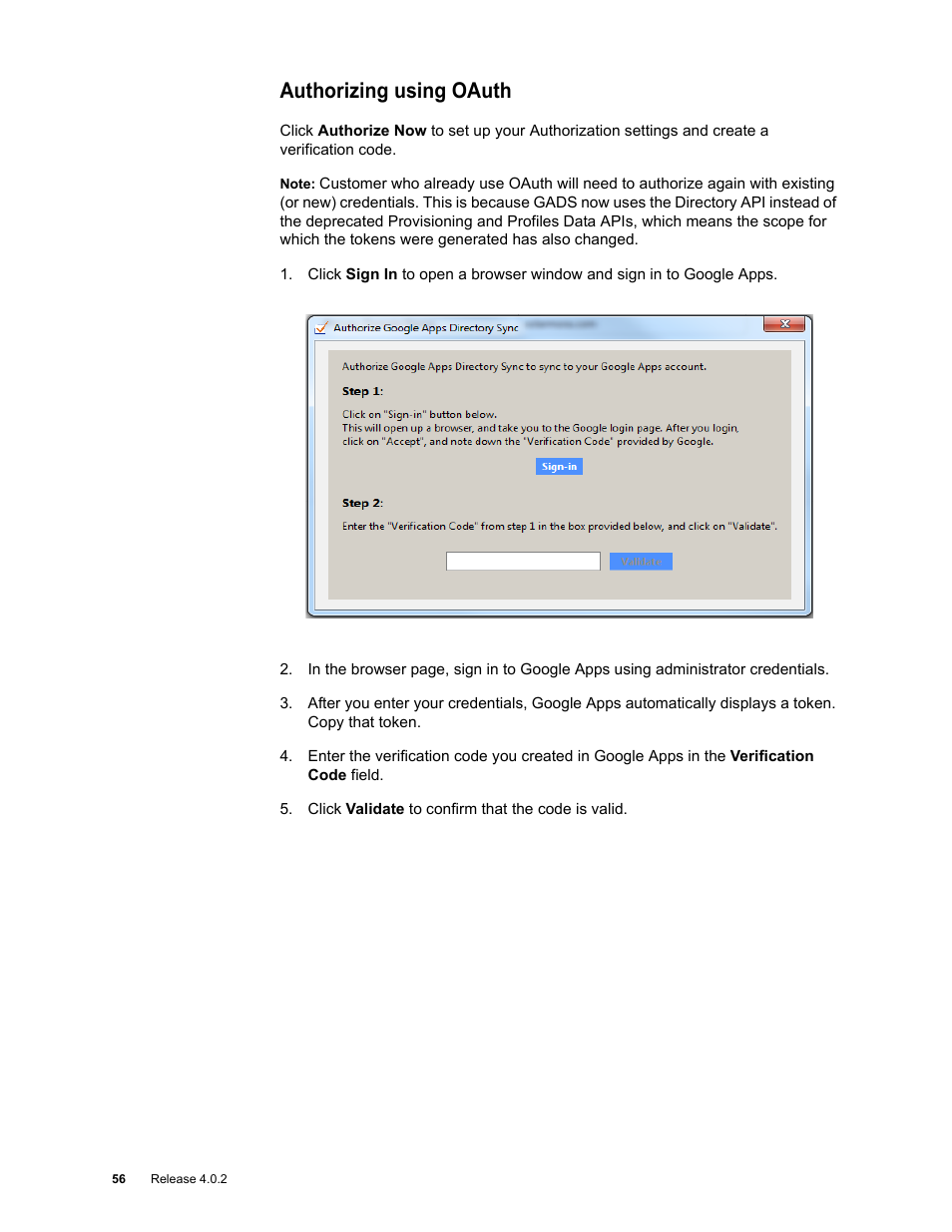 Authorizing using oauth | Google Apps Directory Sync Administration Guide User Manual | Page 56 / 146