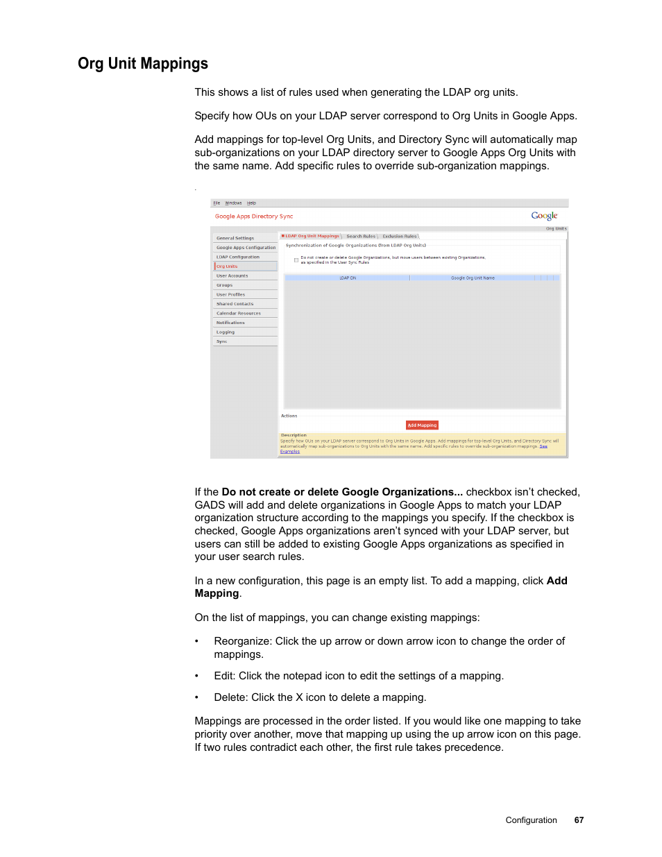 Org unit mappings, Org unit mappings 67 | Google Apps Directory Sync Administration Guide User Manual | Page 67 / 146
