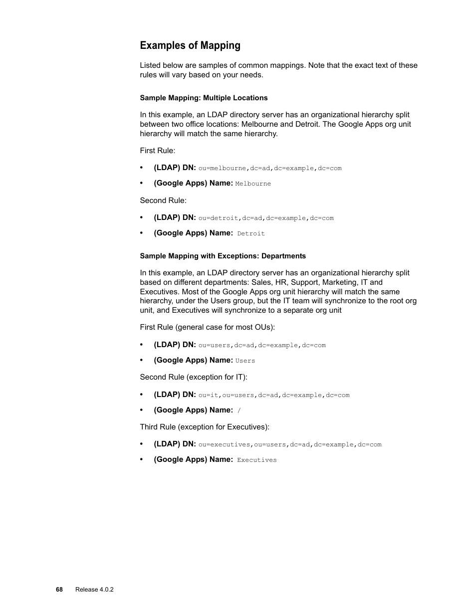 Examples of mapping | Google Apps Directory Sync Administration Guide User Manual | Page 68 / 146