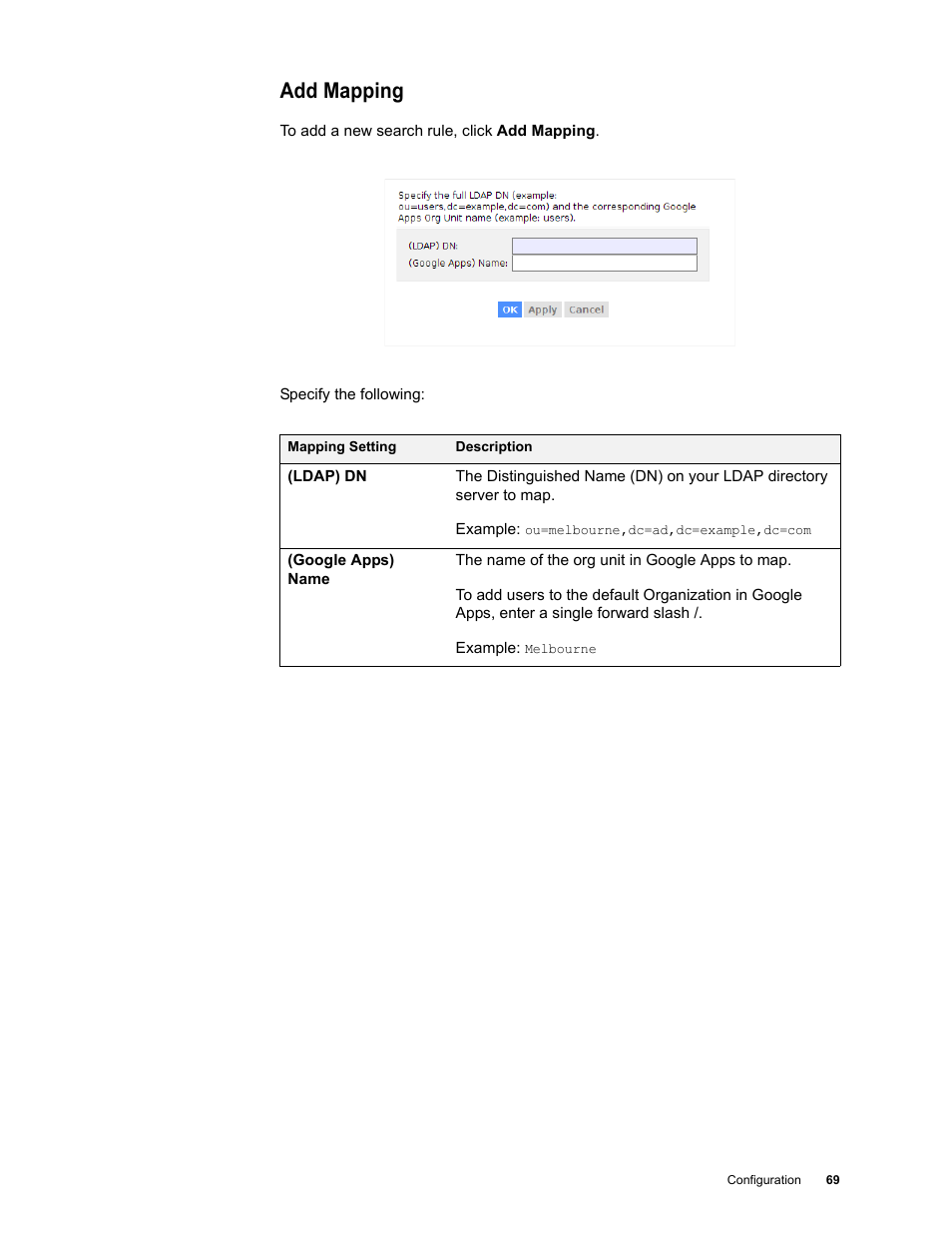 Add mapping | Google Apps Directory Sync Administration Guide User Manual | Page 69 / 146