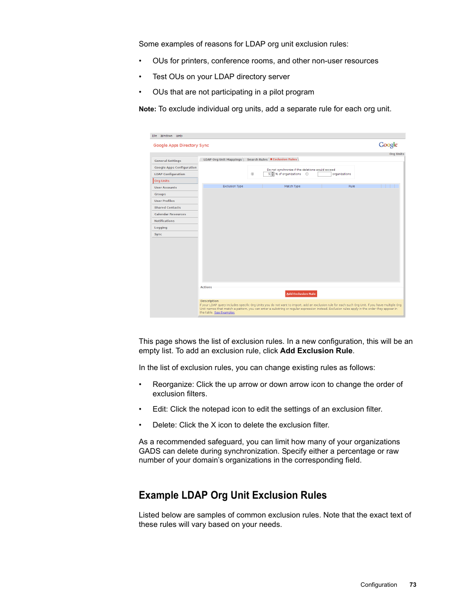 Example ldap org unit exclusion rules | Google Apps Directory Sync Administration Guide User Manual | Page 73 / 146