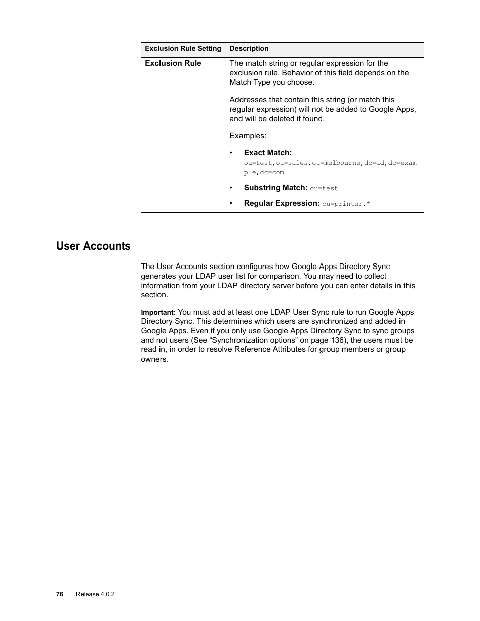 User accounts, User accounts 76 | Google Apps Directory Sync Administration Guide User Manual | Page 76 / 146
