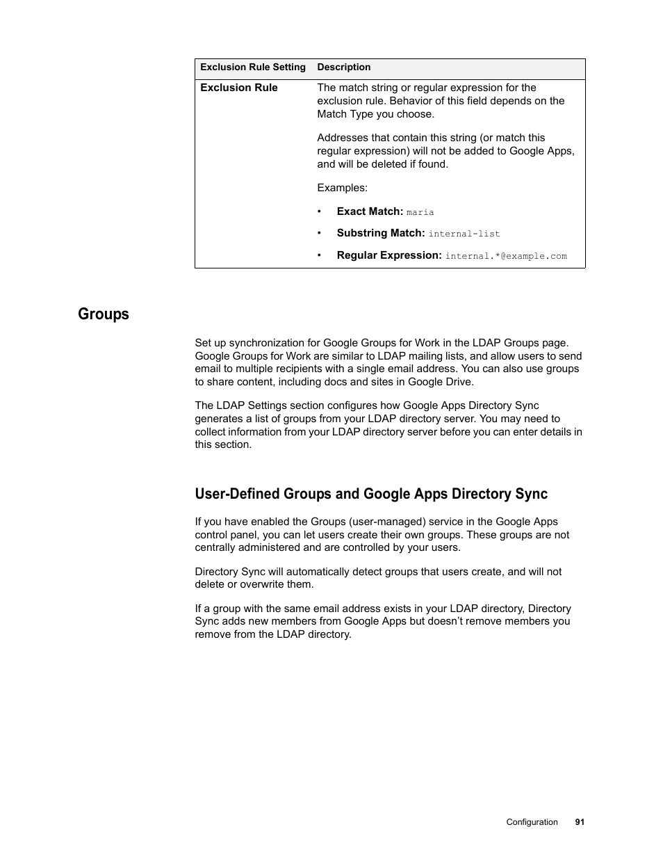 Groups, User-defined groups and google apps directory sync, Groups 91 | Google Apps Directory Sync Administration Guide User Manual | Page 91 / 146