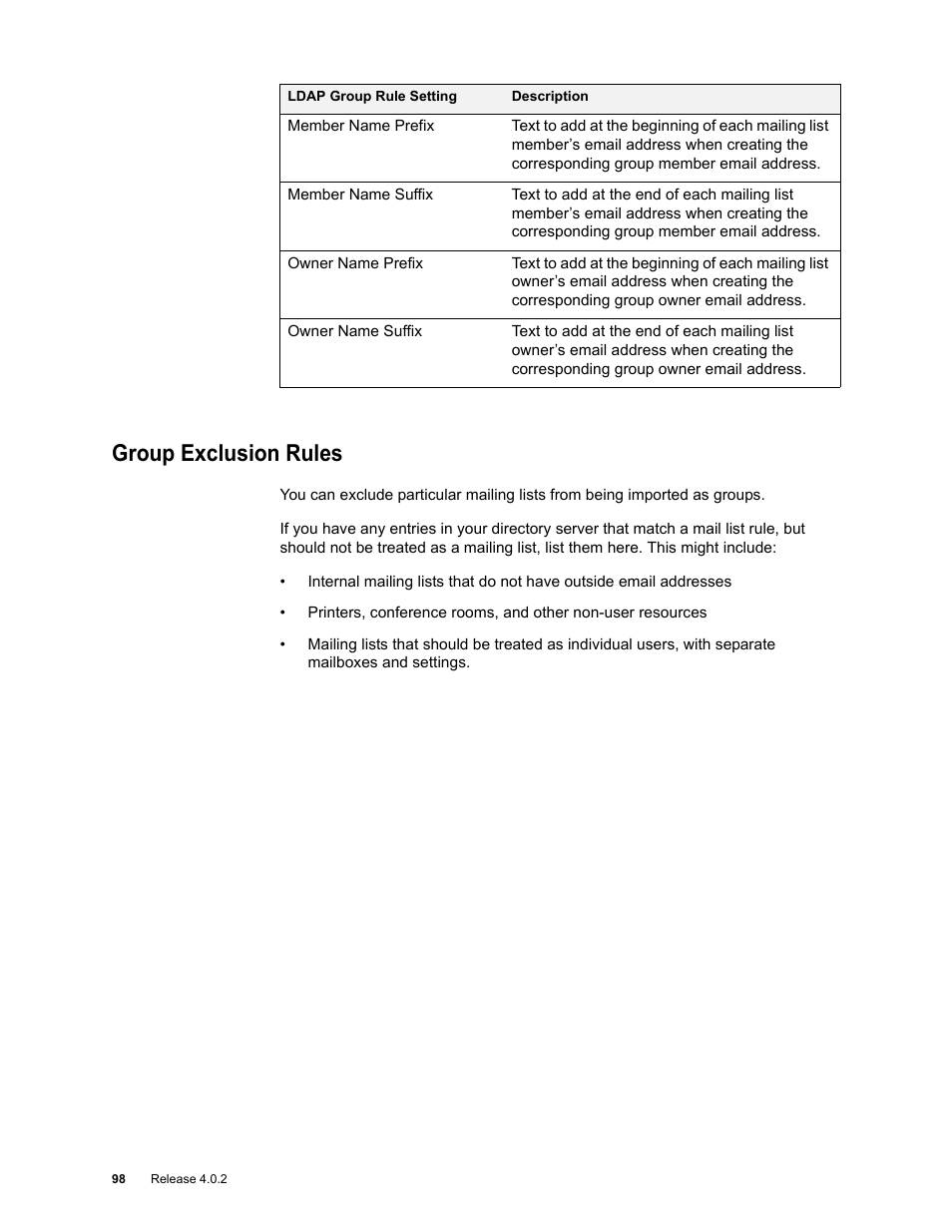 Group exclusion rules, Group exclusion rules 98 | Google Apps Directory Sync Administration Guide User Manual | Page 98 / 146