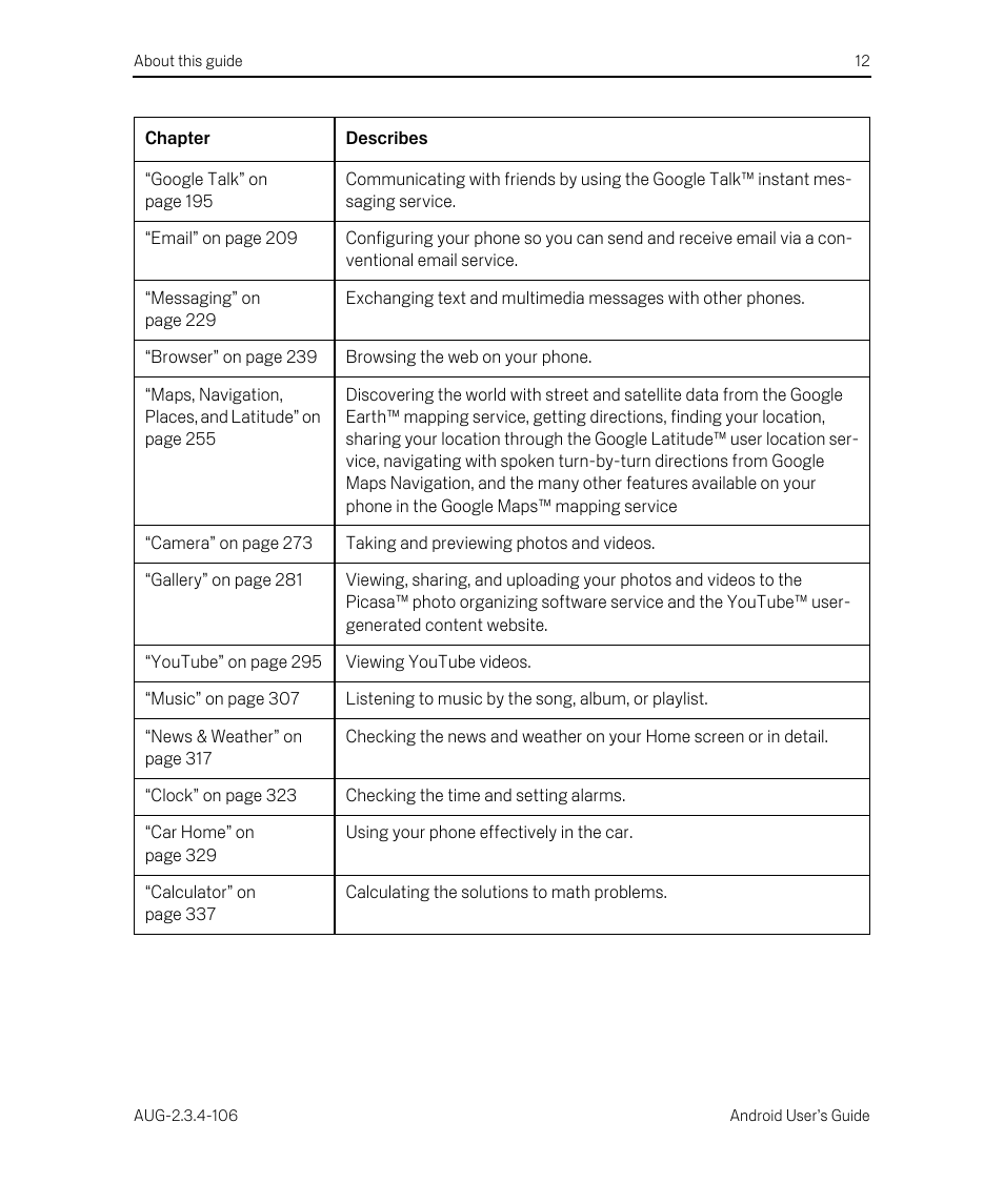 Google Android 2.3.4 Users Guide User Manual | Page 12 / 384