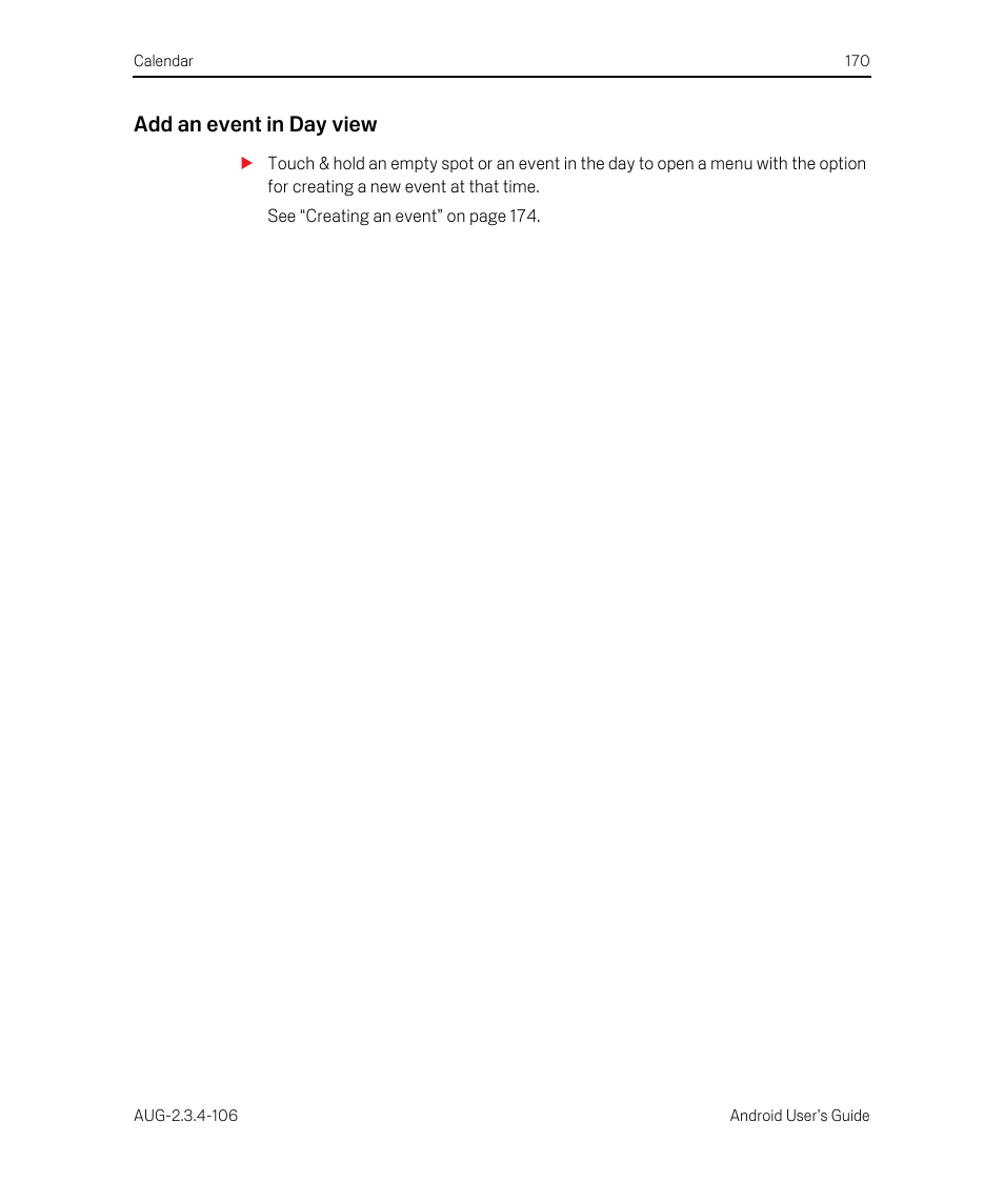 Add an event in day view | Google Android 2.3.4 Users Guide User Manual | Page 170 / 384