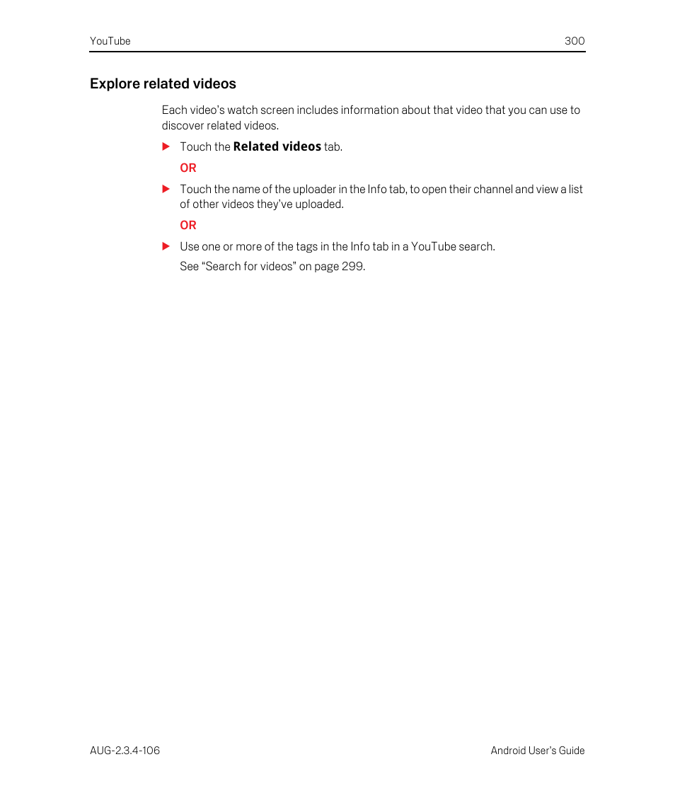 Explore related videos | Google Android 2.3.4 Users Guide User Manual | Page 300 / 384