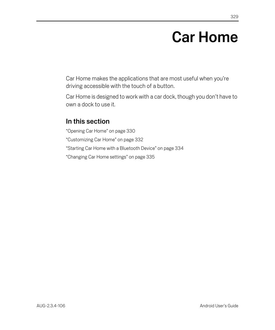 Car home, Car home 329 | Google Android 2.3.4 Users Guide User Manual | Page 329 / 384