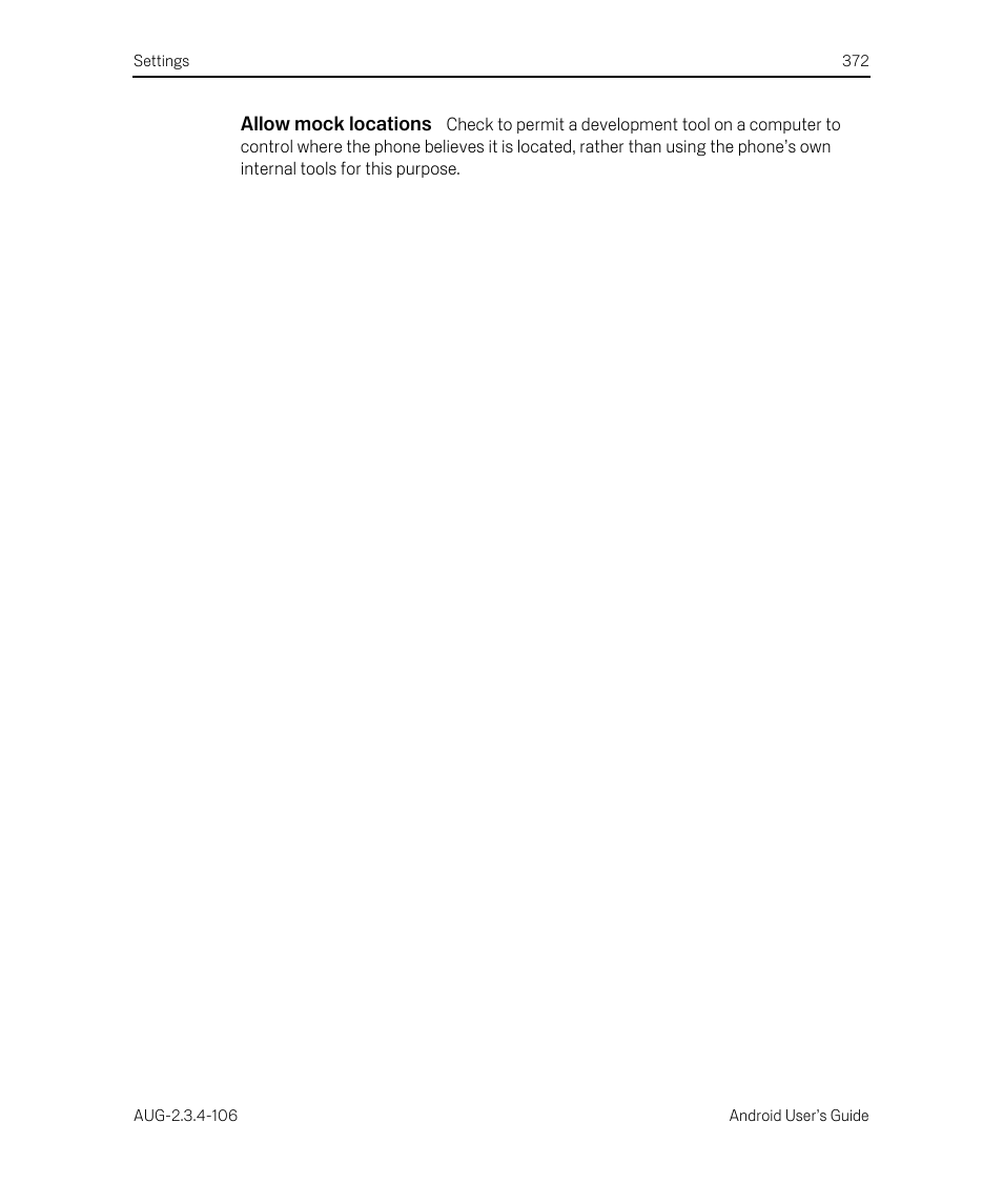 Allow mock locations | Google Android 2.3.4 Users Guide User Manual | Page 372 / 384