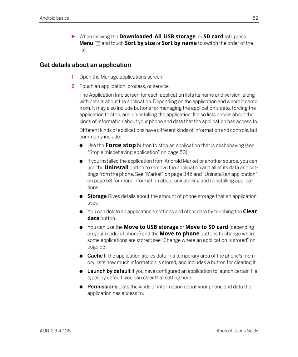 Get details about an application | Google Android 2.3.4 Users Guide User Manual | Page 52 / 384