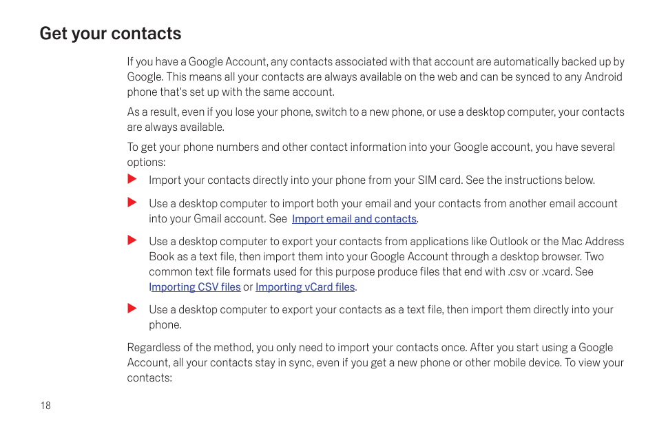 Get your contacts, Get your contacts 18 | Google Galaxy Nexus Android mobile technology platform 4.0 Users Guide User Manual | Page 20 / 107