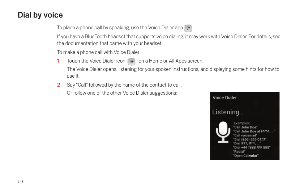 Dial by voice, Dial by voice 50 | Google Galaxy Nexus Android mobile technology platform 4.0 Users Guide User Manual | Page 52 / 107