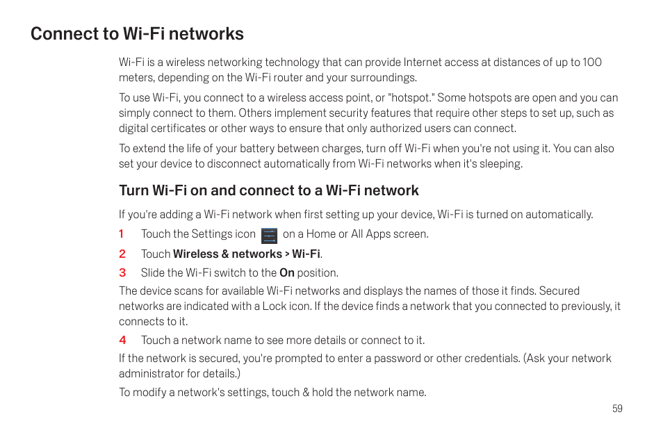 Connect to wi-fi networks, Connect to wi-fi networks 59 | Google Galaxy Nexus Android mobile technology platform 4.0 Users Guide User Manual | Page 61 / 107