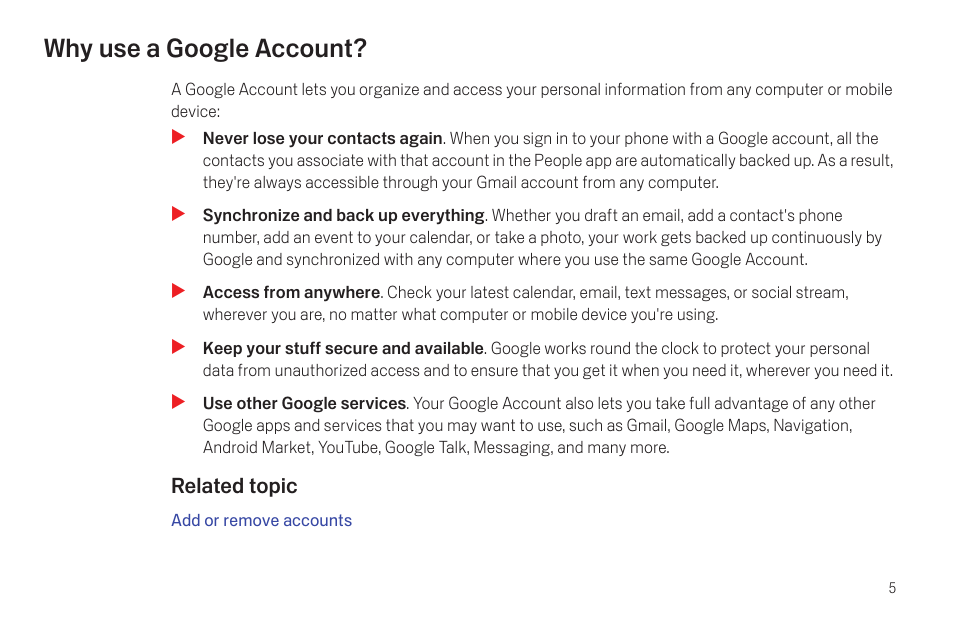 Why use a google account, Why use a google account? 5 | Google Galaxy Nexus Android mobile technology platform 4.0 Users Guide User Manual | Page 7 / 107