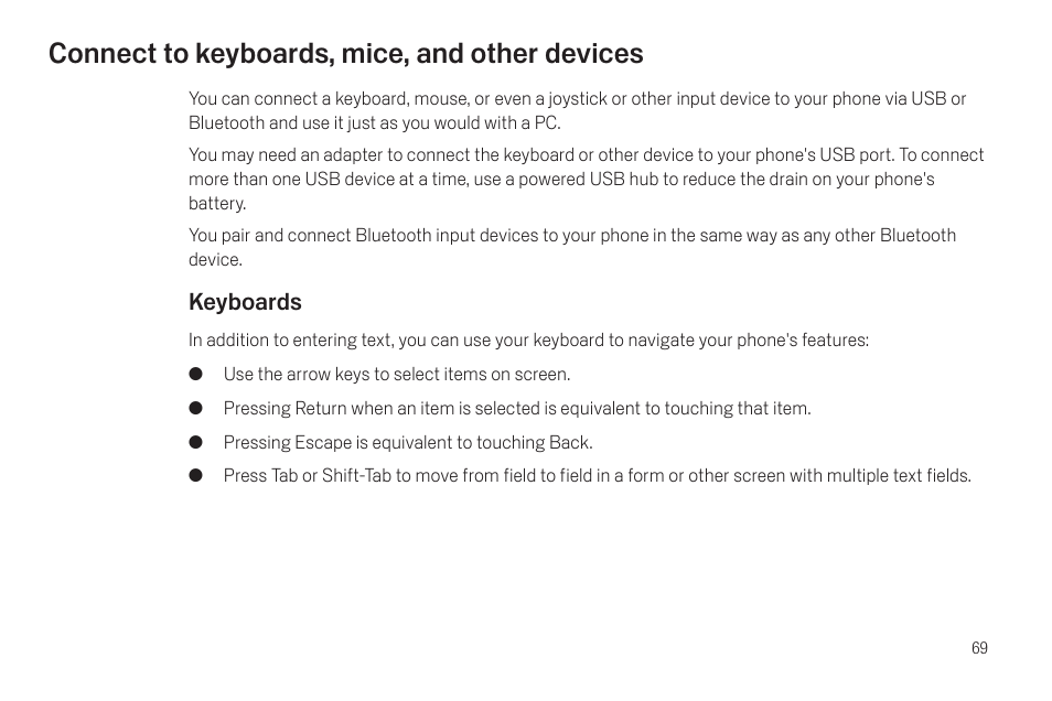 Connect to keyboards, mice, and other devices, Connect to keyboards, mice, and other devices 69 | Google Galaxy Nexus Android mobile technology platform 4.0 Users Guide User Manual | Page 71 / 107