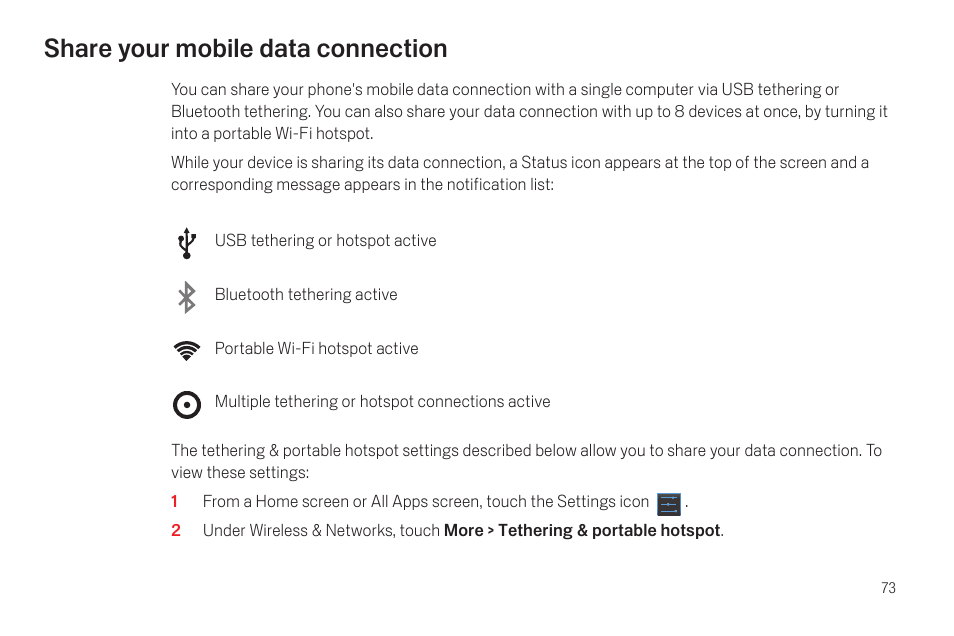 Share your mobile data connection, Share your mobile data connection 73 | Google Galaxy Nexus Android mobile technology platform 4.0 Users Guide User Manual | Page 75 / 107