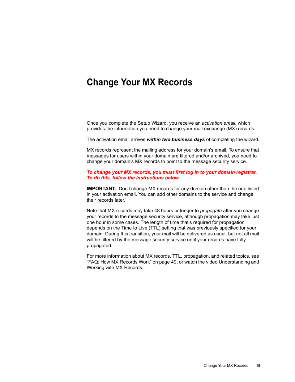 Change your mx records | Google Activation Guide Postini Email Security User Manual | Page 11 / 46
