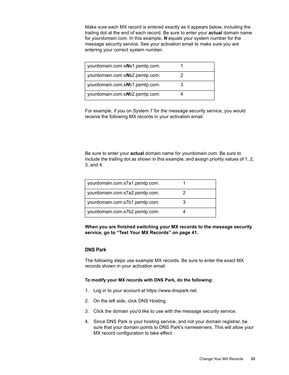 Dns park | Google Activation Guide Postini Email Security User Manual | Page 29 / 46