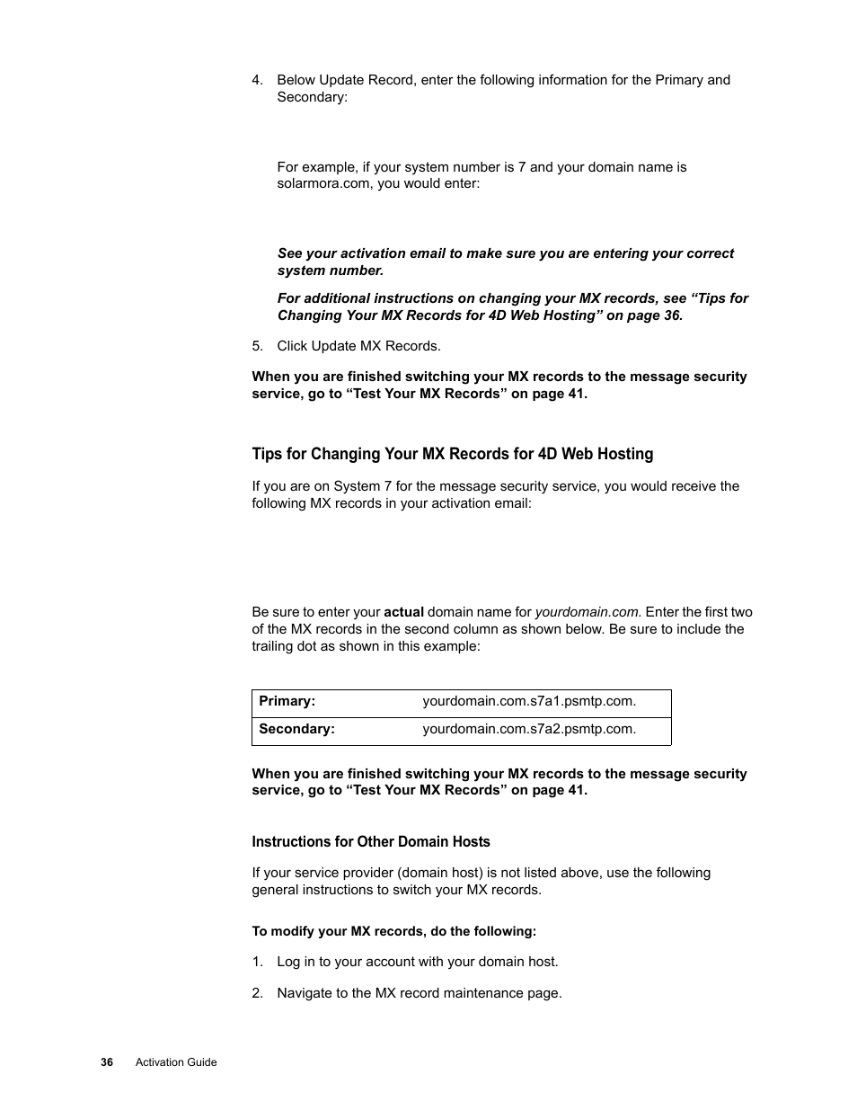 Instructions for other domain hosts | Google Activation Guide Postini Email Security User Manual | Page 32 / 46