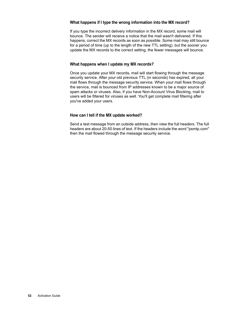 What happens when i update my mx records, How can i tell if the mx update worked | Google Activation Guide Postini Email Security User Manual | Page 46 / 46