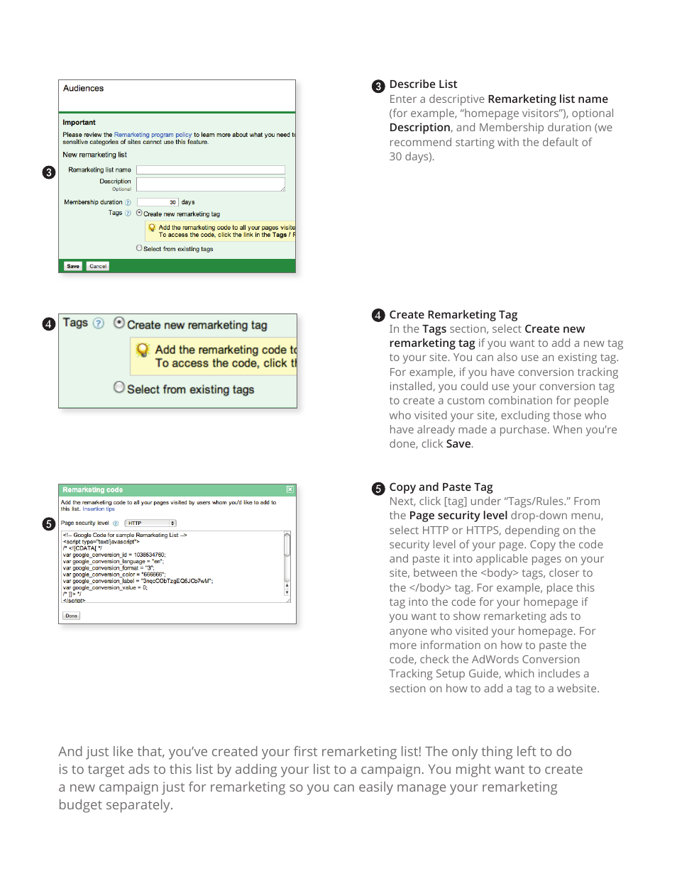 Google Remarketing in AdWords Seven-Minute Setup Guide User Manual | Page 2 / 4