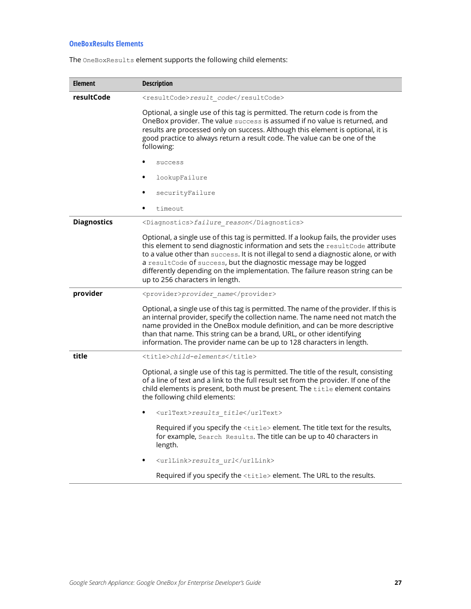 Google Search Appliance OneBox for Enterprise Developers Guide User Manual | Page 27 / 30