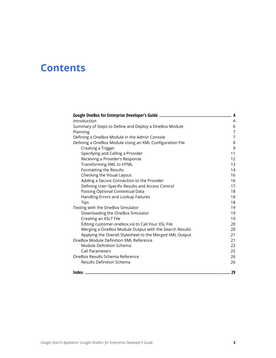Google Search Appliance OneBox for Enterprise Developers Guide User Manual | Page 3 / 30