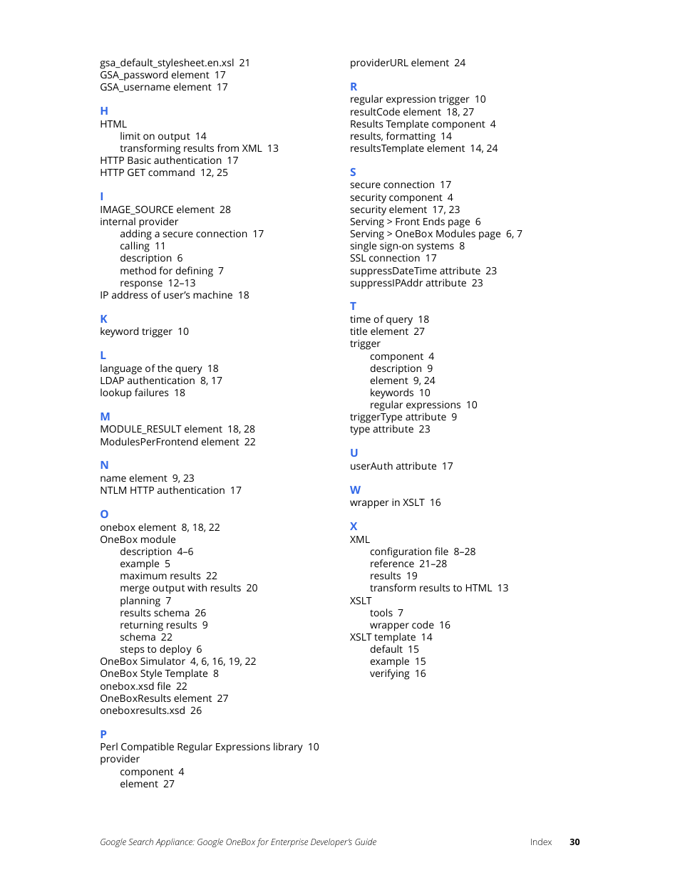 Google Search Appliance OneBox for Enterprise Developers Guide User Manual | Page 30 / 30
