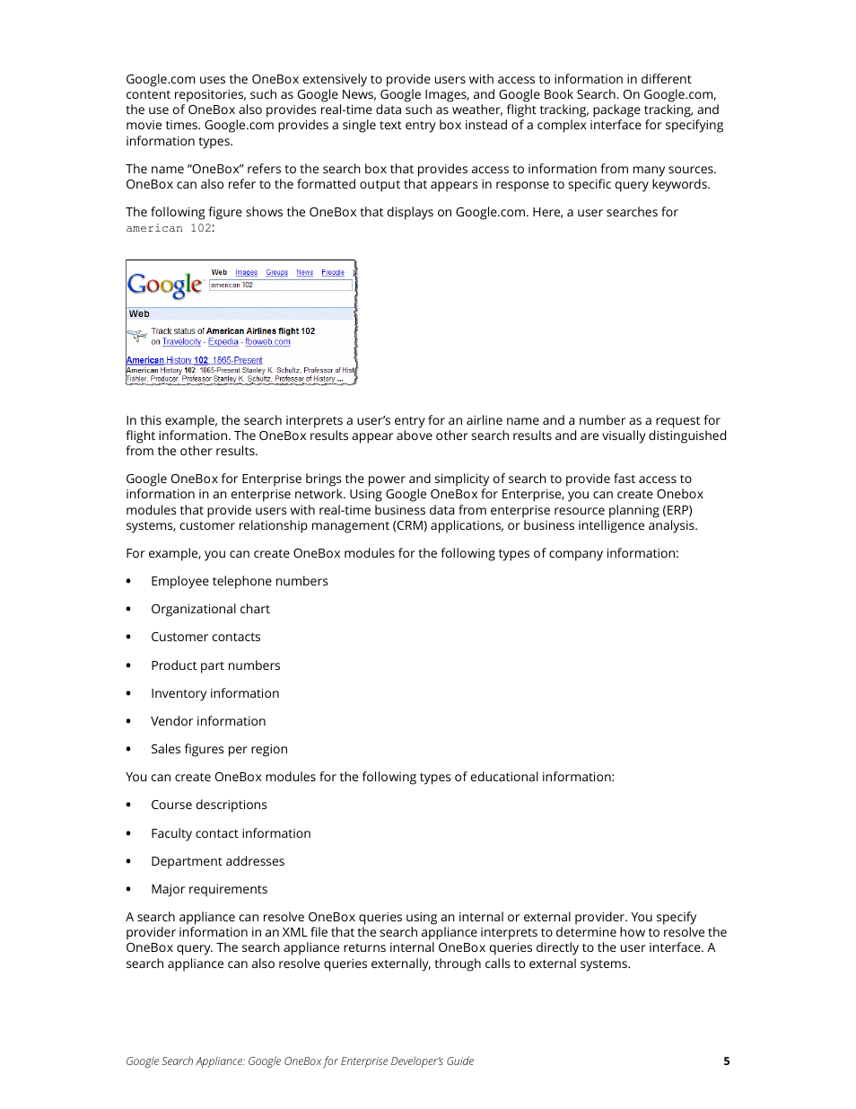 Google Search Appliance OneBox for Enterprise Developers Guide User Manual | Page 5 / 30