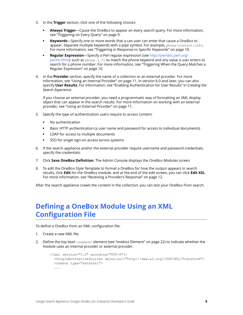 Google Search Appliance OneBox for Enterprise Developers Guide User Manual | Page 8 / 30